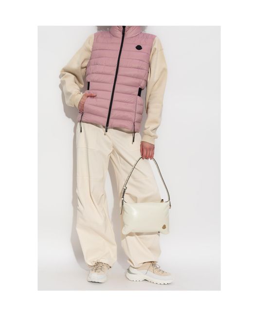 Moncler Pink Logo Patch Zip-Up Padded Vest