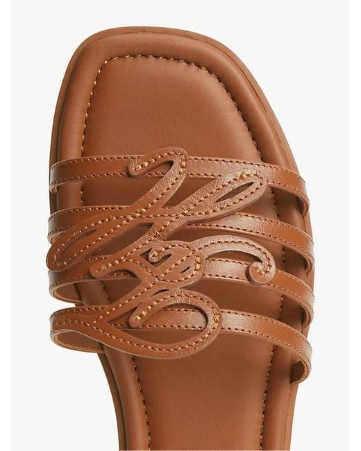 Tommy Hilfiger Brown Logo-Plaque Flat Sandals