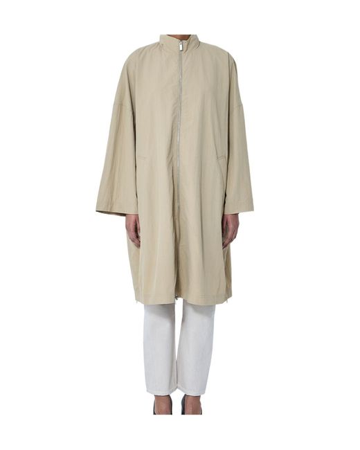 Totême Natural Totême Zip-Up Hooded Drawstring Coat