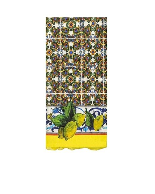 Dolce & Gabbana Yellow Printed Silk Scarf