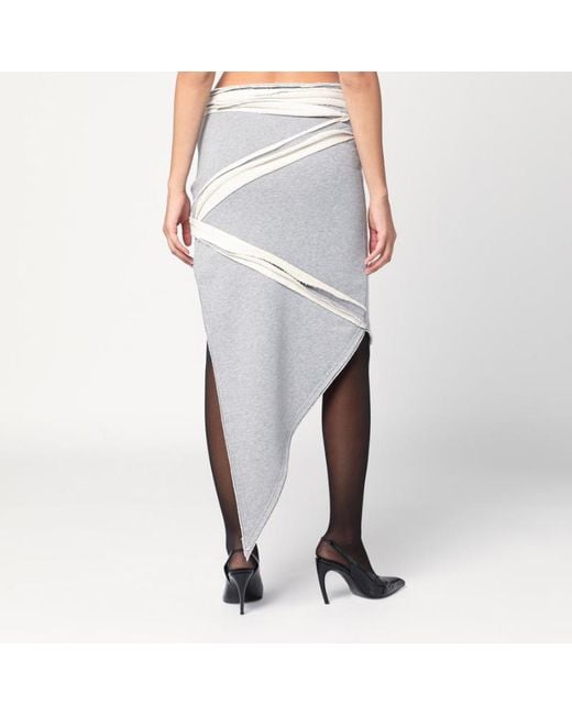 The Attico Gray Logo Printed Asymmetric Layered Skirt