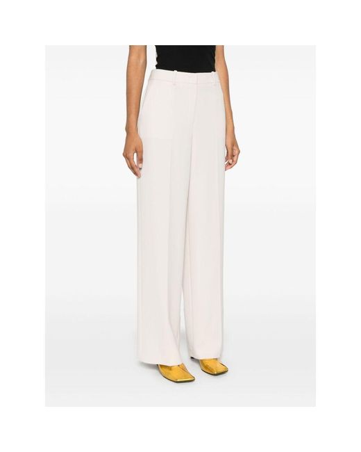 Theory White Admiral Crepe Straight-Leg Pants