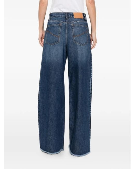 Stella McCartney Blue Frayed Wide Leg Jeans