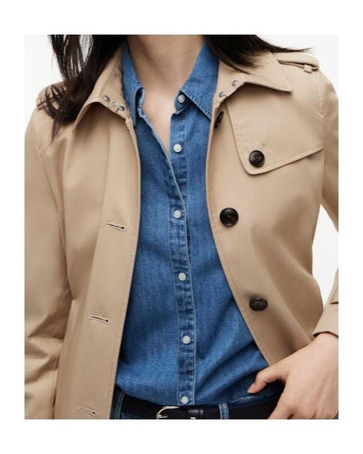 Tommy Hilfiger Natural Long-Sleeved Trench Coat