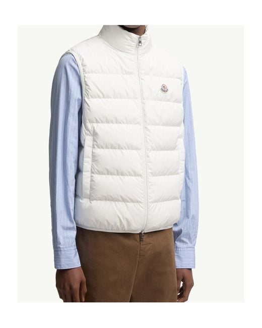 Moncler White Contrin Logo Patch Sleeveless Gilet for men