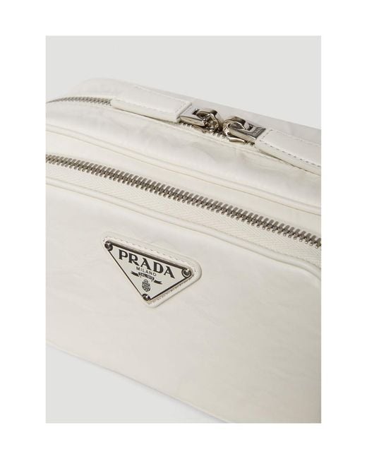 Prada White Logo Shoulder Bag