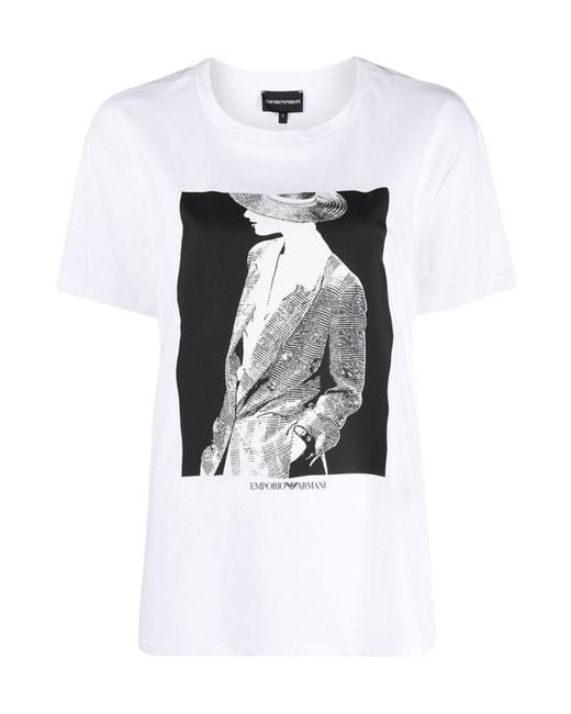 Emporio Armani White Round-Necked Logo T-Shirt