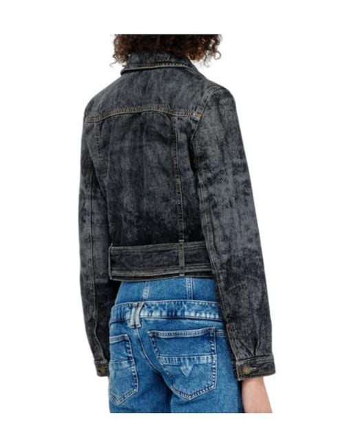 DIESEL Gray De-Legend-S Belted Denim Jacket