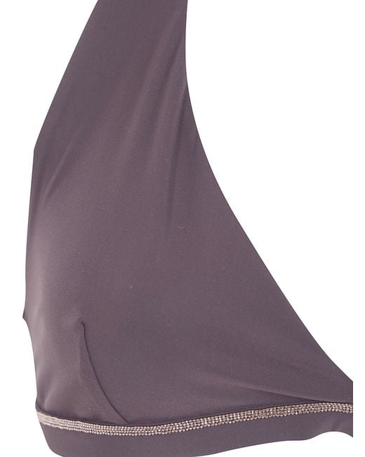 Brunello Cucinelli Purple Tie-Front Bikini Top