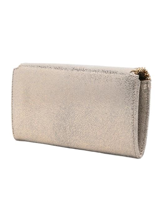 Stella McCartney Gray Falabella Foldover Top Clutch Bag