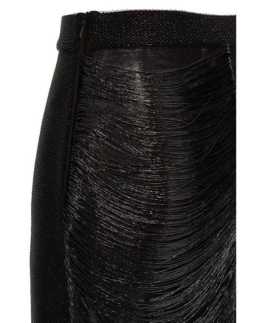 McQueen Black Armor Stitch Fringed Skirt