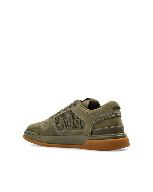 Amiri Green Leather Sneaker With Rubber Sole And Perforated Suede Details for men