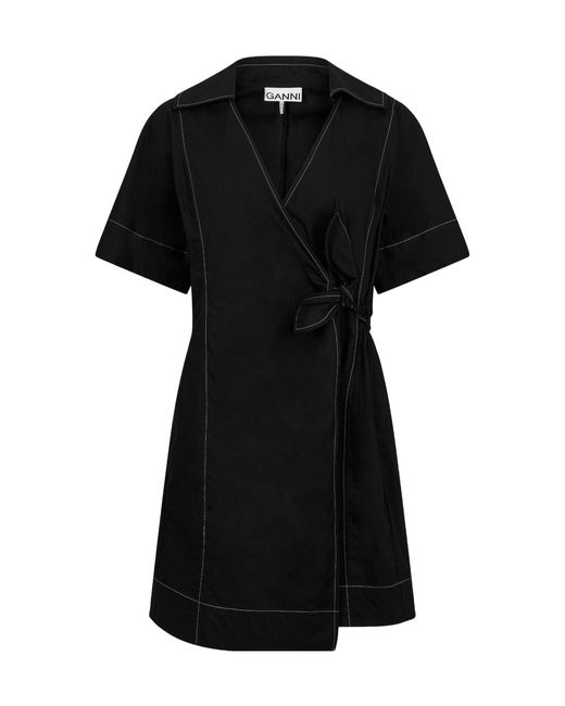 Ganni Black Mini Wrap Drss