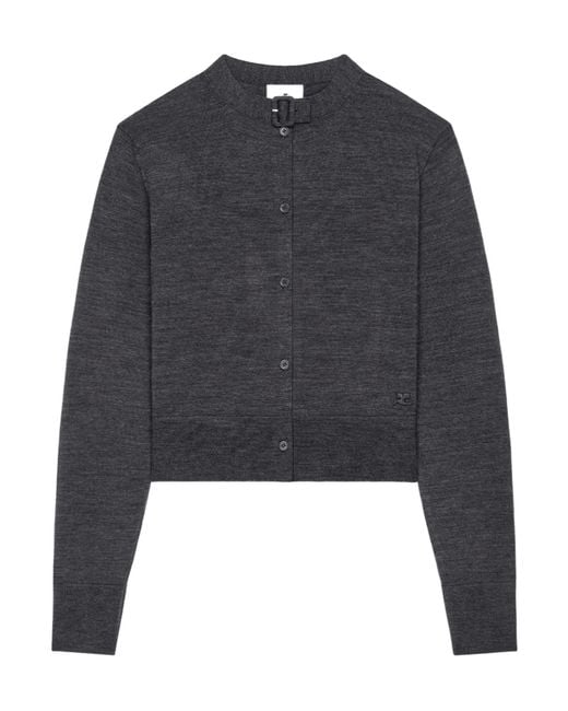 Courreges Black Courrèges Button-Up Crewneck Cardigan