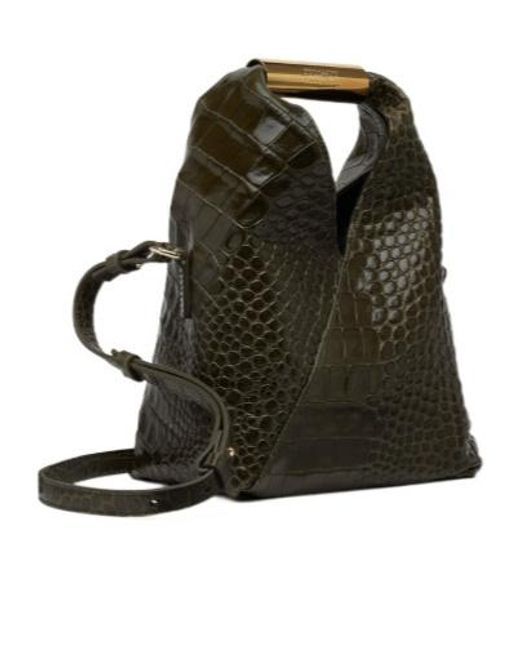 MM6 by Maison Margiela Green Japanese Embossed Small Shoulder Bag