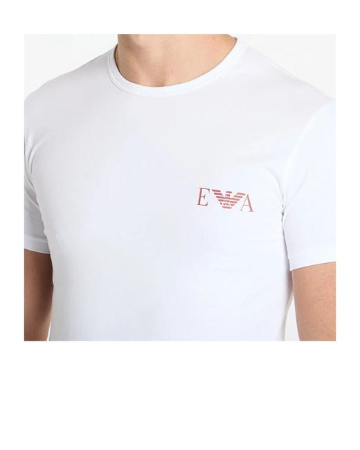 Emporio Armani White Round Neck Short Sleeve T-Shirt for men