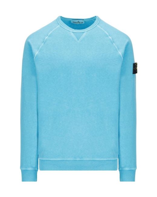 Stone Island Blue Logo-Patch Sweatshirt for men