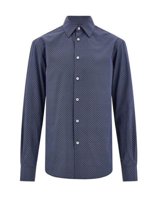 Ferragamo Blue Long Sleeve Shirt for men