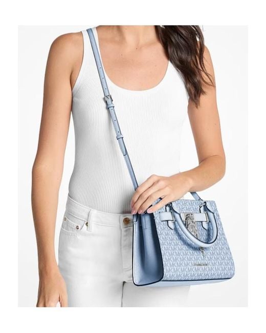 Michael Kors Blue Hamilton Small Signature Logo Satchel