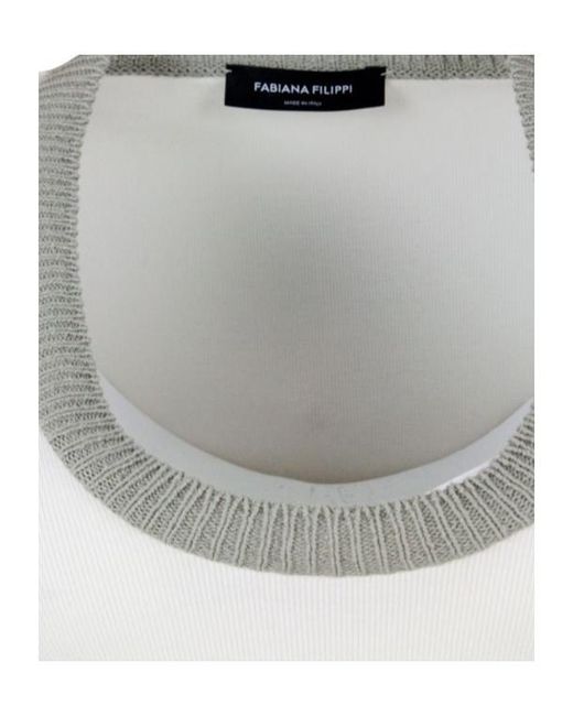Fabiana Filippi Gray Contrasted-Trim Knitted Tank Top