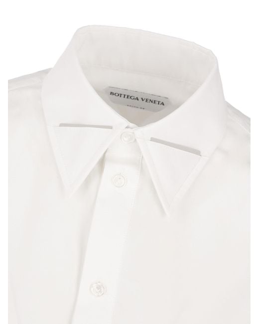 Bottega Veneta White Embellished Collar Long-Sleeved Shirt
