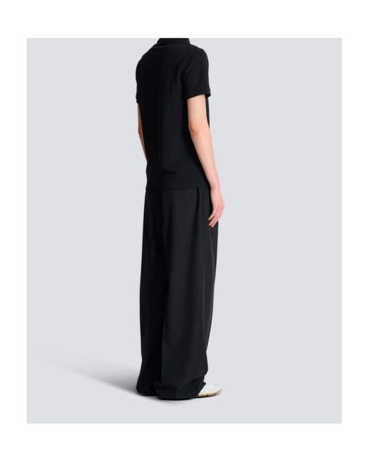 Balmain Black Embroidered Cotton Polo for men