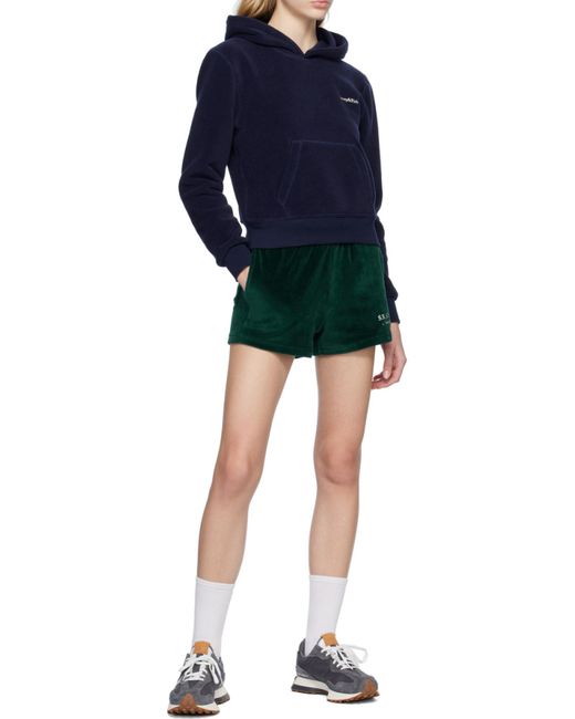 Sporty & Rich Blue Logo Embroidered Jersey Fleece Sweatshirt