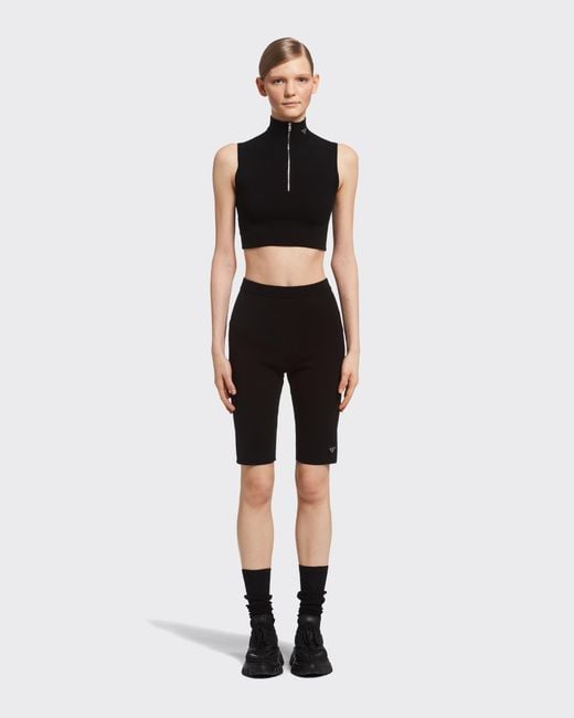 Prada Black Viscose And Wool Bermudas