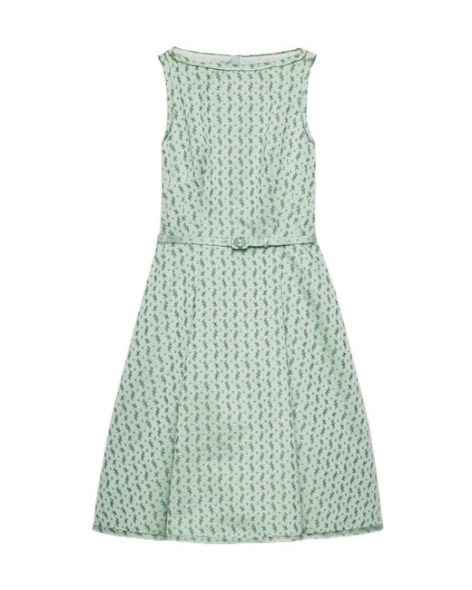Prada Green Floral Print Duchess Dress