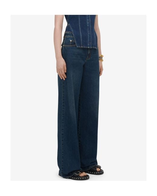 McQueen Blue Wide-Leg Jeans