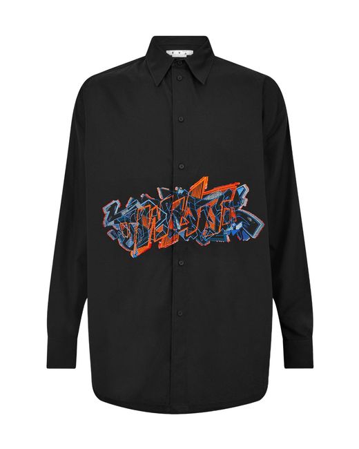 Off-White c/o Virgil Abloh Black Loose Long-Sleeve Shirt With Graffiti Print for men