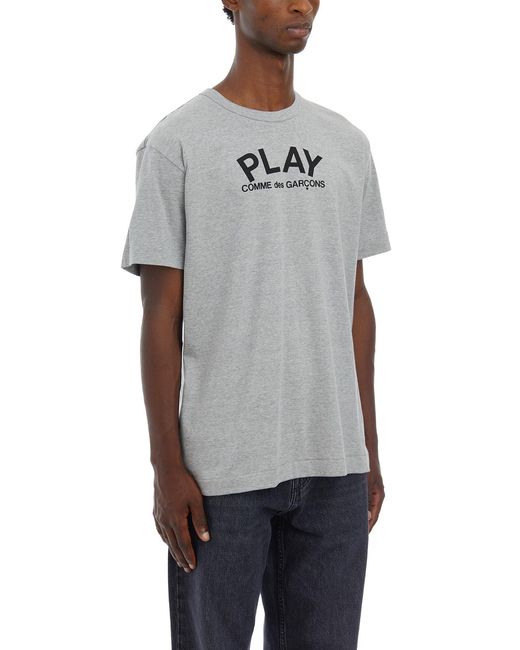 COMME DES GARÇONS PLAY Gray Comme Des Garçons Play Logo Printed Crewneck T-Shirt for men