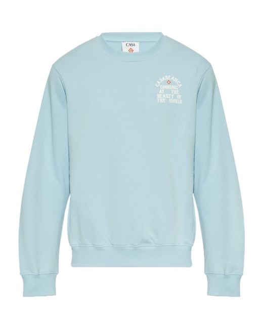 Casablanca Blue Logo Printed Crewneck Sweatshirt for men