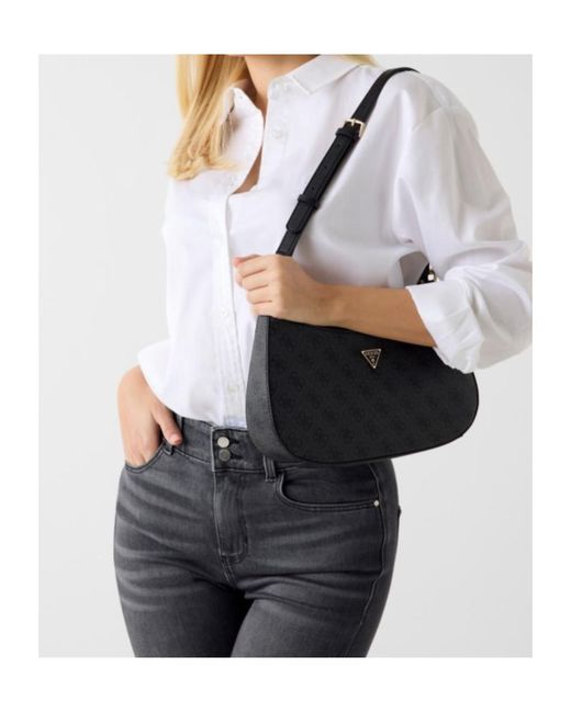 Guess Black Noelle 4G Curved Shoulder Bag