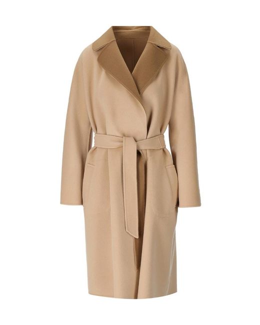 Weekend by Maxmara Brown Waist Waist Long-Sleeved Double-Sided Coat