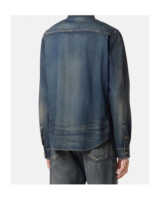 Versace Blue Double-Pocket Denim Shirt for men