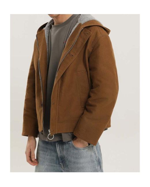 1989 STUDIO Brown Textured Button-Front Coat for men