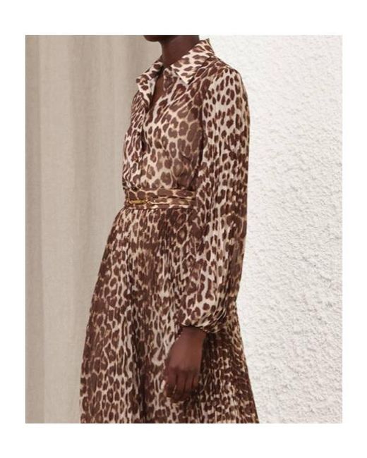 Zimmermann Brown Sunray Collared Printed Top