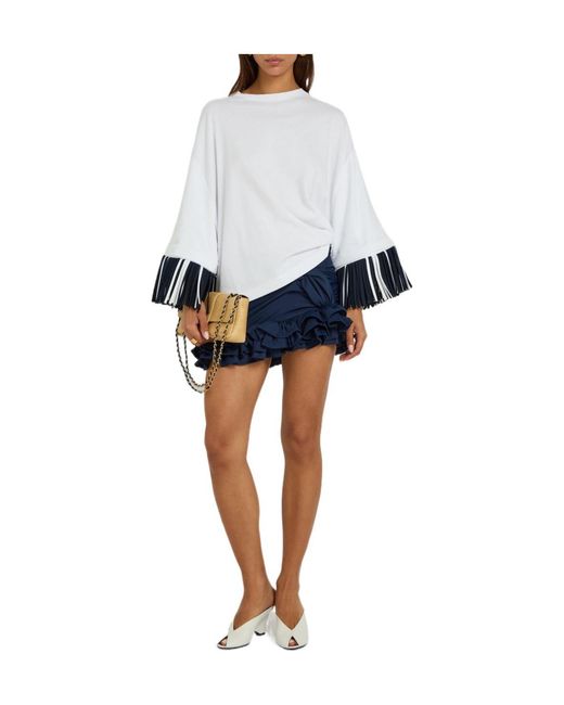 Jacquemus White Fringed Long-Sleeve Cotton T-Shirt