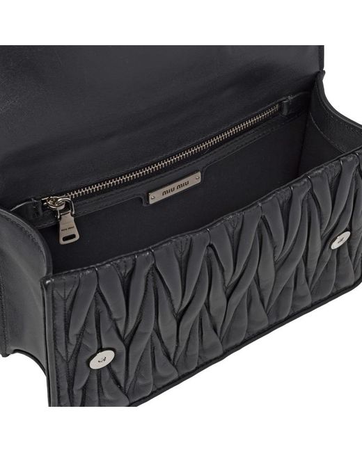 Miu Miu Black Diamond Quilted Shoulder Bag