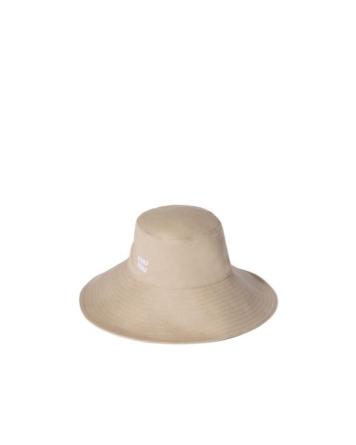 Miu Miu White Logo-Embroidered Bucket Hat