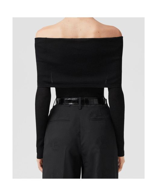 Burberry Black Ribbed-Knit Off-Shoulder Top