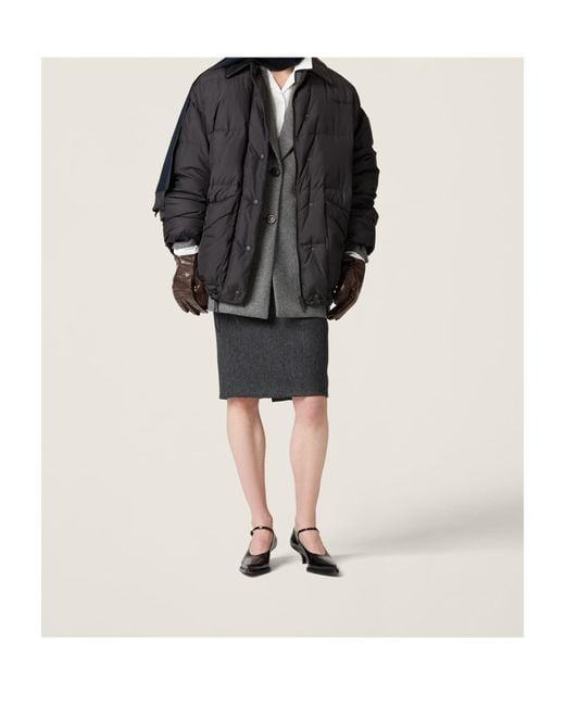 Miu Miu Gray Single-Breasted Double Wool Jacket