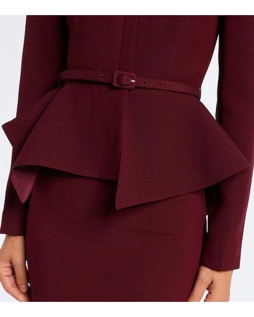 Roland Mouret Purple Belted Peplum Wool And Silk Jacket