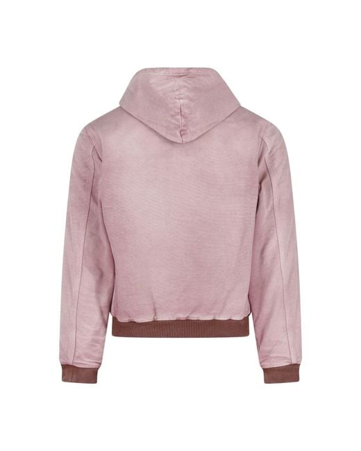 Auralee Pink Zip Front Hooded Jacket for men