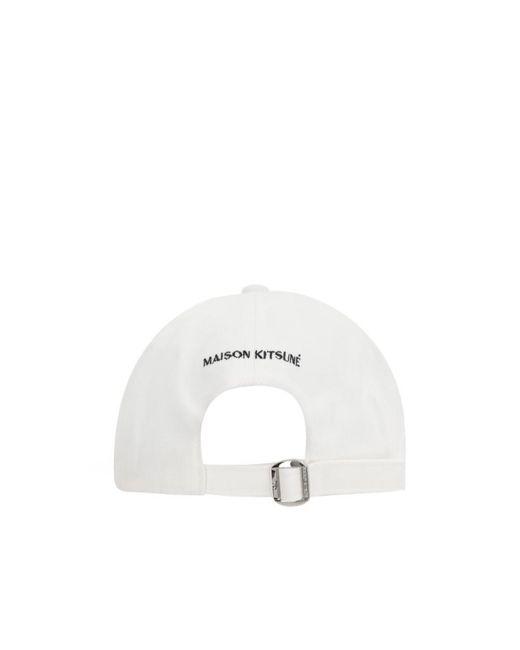 Maison Kitsuné White Maison Kitsuné Logo Embroidered Baseball Cap for men