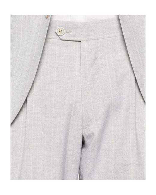 Eleventy White Striped Suit for men