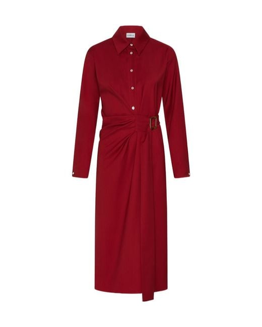 Marella Red Shirt Dress With Side Buckle Detail