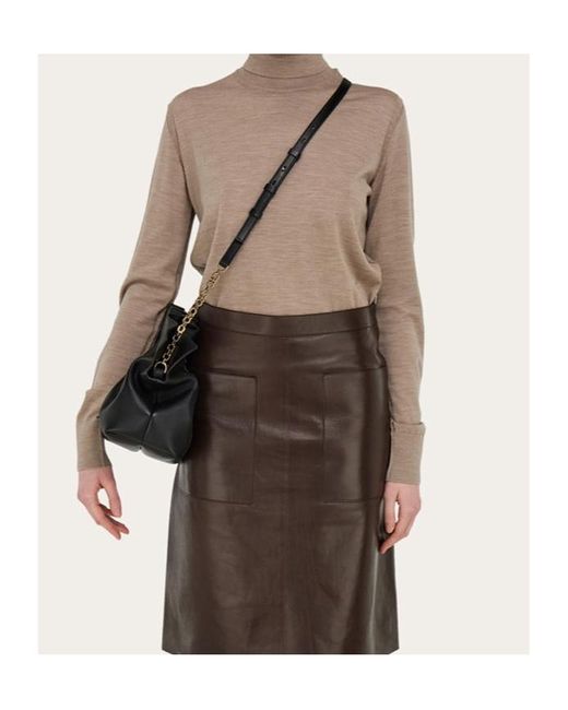 Ferragamo Black Ferragamo Soft Medium Shoulder Bag