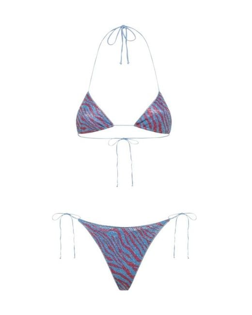 Oseree Purple Zebra-Print Bikini Set